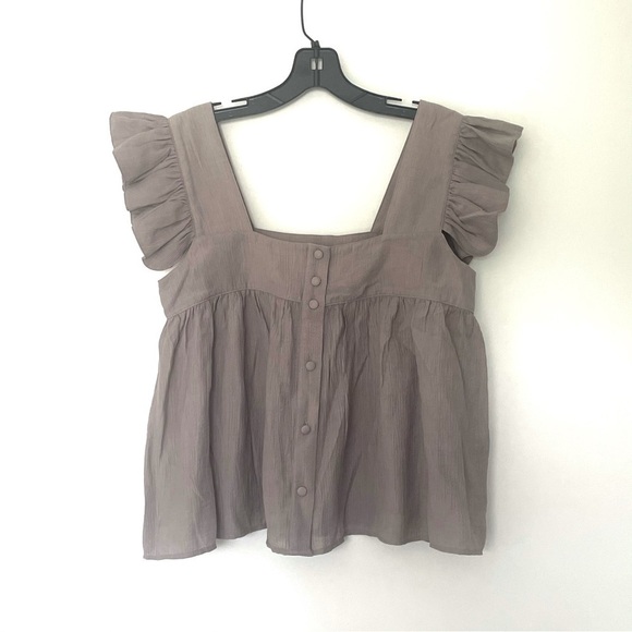 New ZARA NWOT Alexi Ruffle Crinkle Pleat Cropped Blouse - Picture 6 of 11